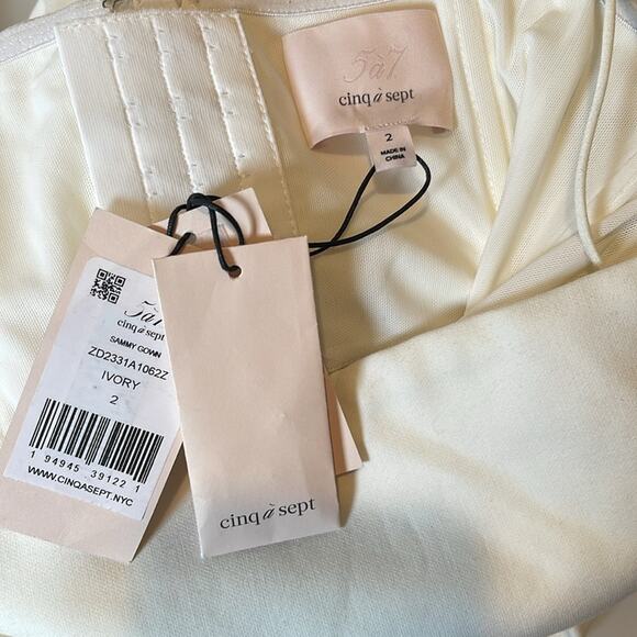 Cinq a Sept Sammy Crystal Embellished Strapless High Slit White Maxi Dress Sz 2 - Picture 10 of 11